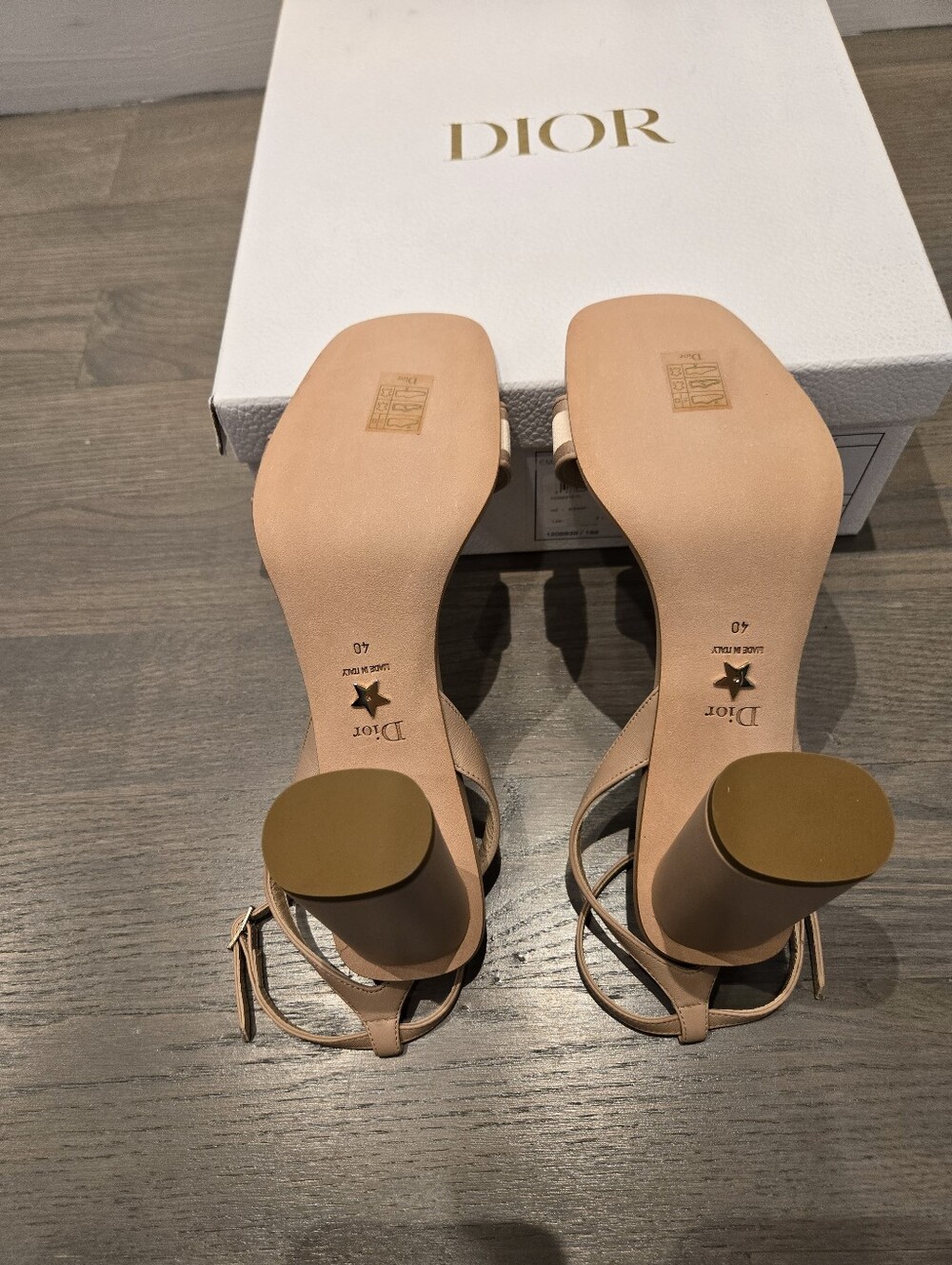 $1,295 Dior Dway Logo Satin Leather Heeled Sandals Beige EU 40 US 9.5-10 BNIB - Picture 9 of 10